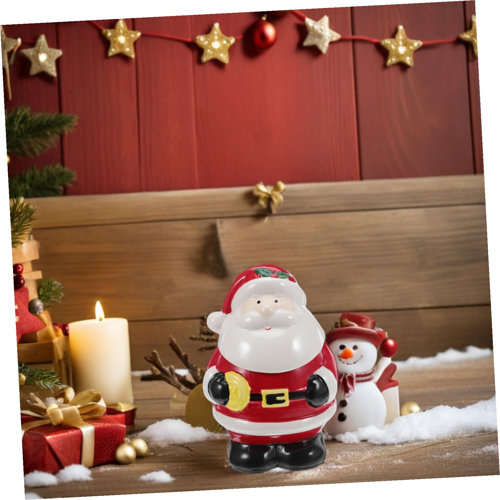 ULTECHNOVO Barattolo Biscotti Natalizio in Ceramica con Coperchio Contenitore Piccolo Babbo Natale per Caramelle Biscotti Dolci Decorazione da Tavolo per Feste di Natale Vaso Porta Snack