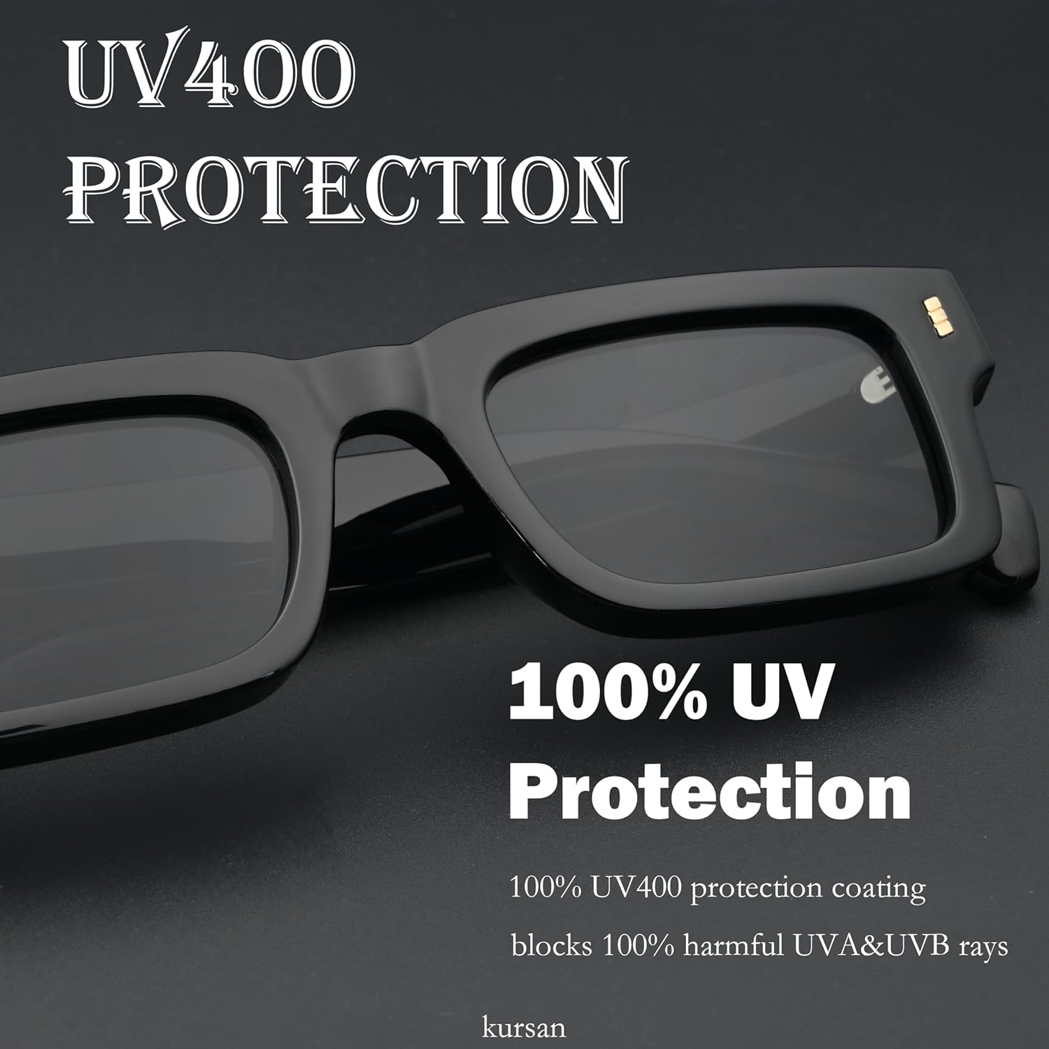 Kursan Classic Square Sunglasses for Women Men Trendy Thick Frame Sun Glasses Black Shades UV400 - Image 2