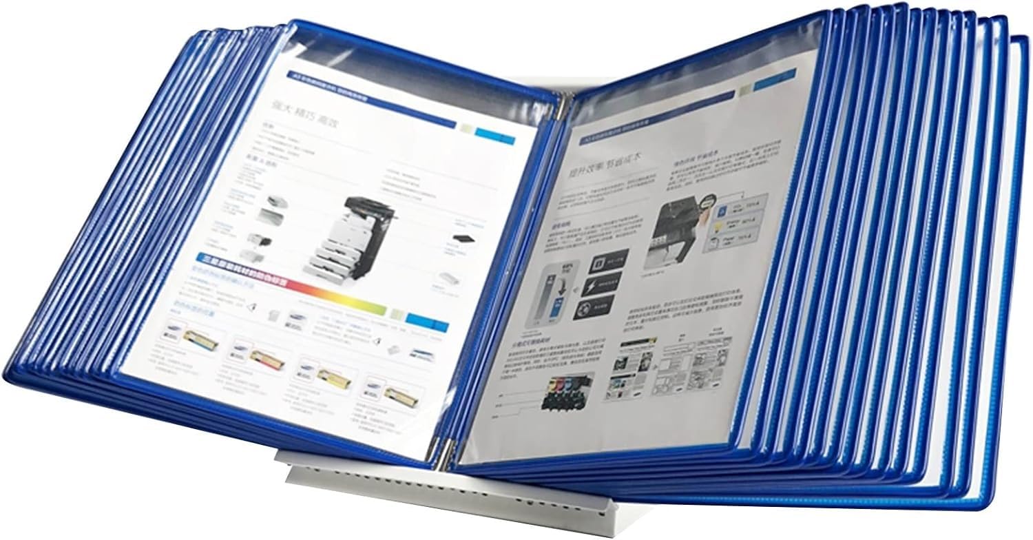 noxozoqm Desktop Reference And Display ，A4 Desk Document Holder Stand With 30 Easy-Load Letter-Size Pockets - Assorted Colors(Color:C)