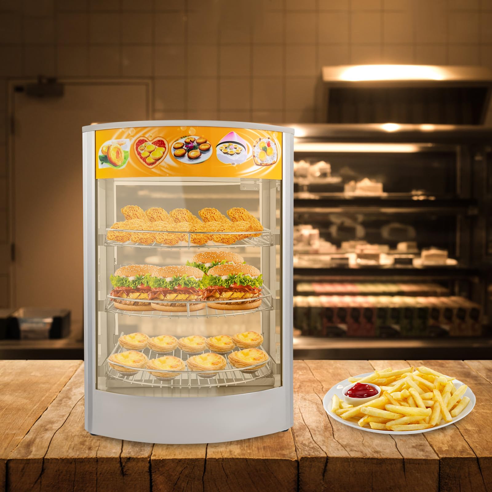Scaldavivande da 50 l, armadietto termico, 35 x 42 x 52 cm, con 3 rack in acciaio inox 30 – 85 °C, per mense, panetterie, caffetterie, ristoranti fast food