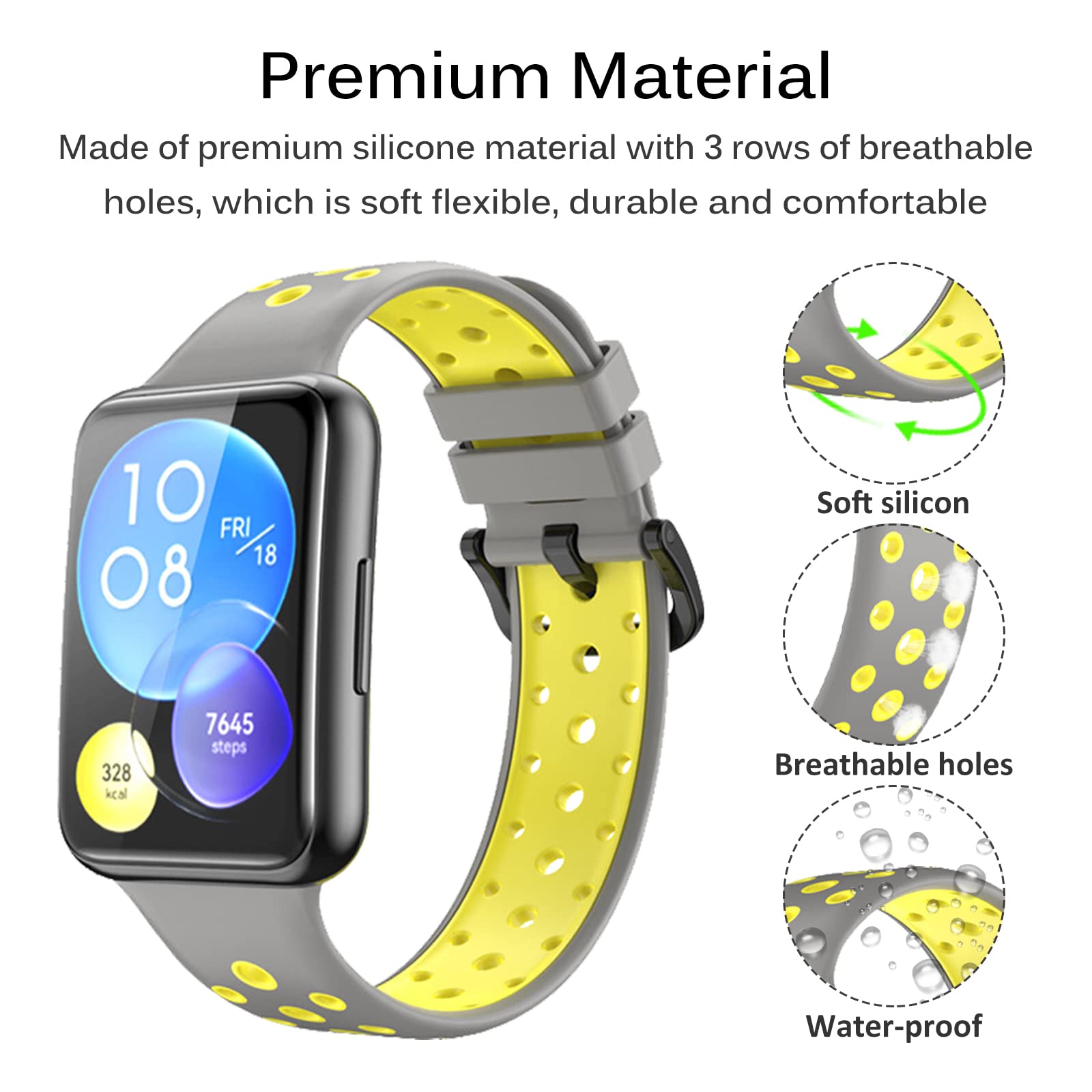 Miimall Silicone Strap Compatible with Huawei Watch Fit 2 - Image 3