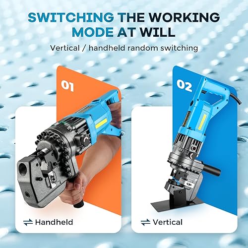 Miniatura 6 de Bonvoisin Perforadora hidráulica eléctrica 14-45 1200W perforadora de metal de 110V con cepillo de carbono 5 troqueles para hierro y cobre aluminio