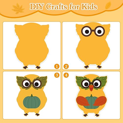Miniatura 5 de D24TIME Manualidades de Acción de Gracias para niños, 24 juegos de calcomanías de otoño para manualidades, kits de manualidades de búho, erizo,