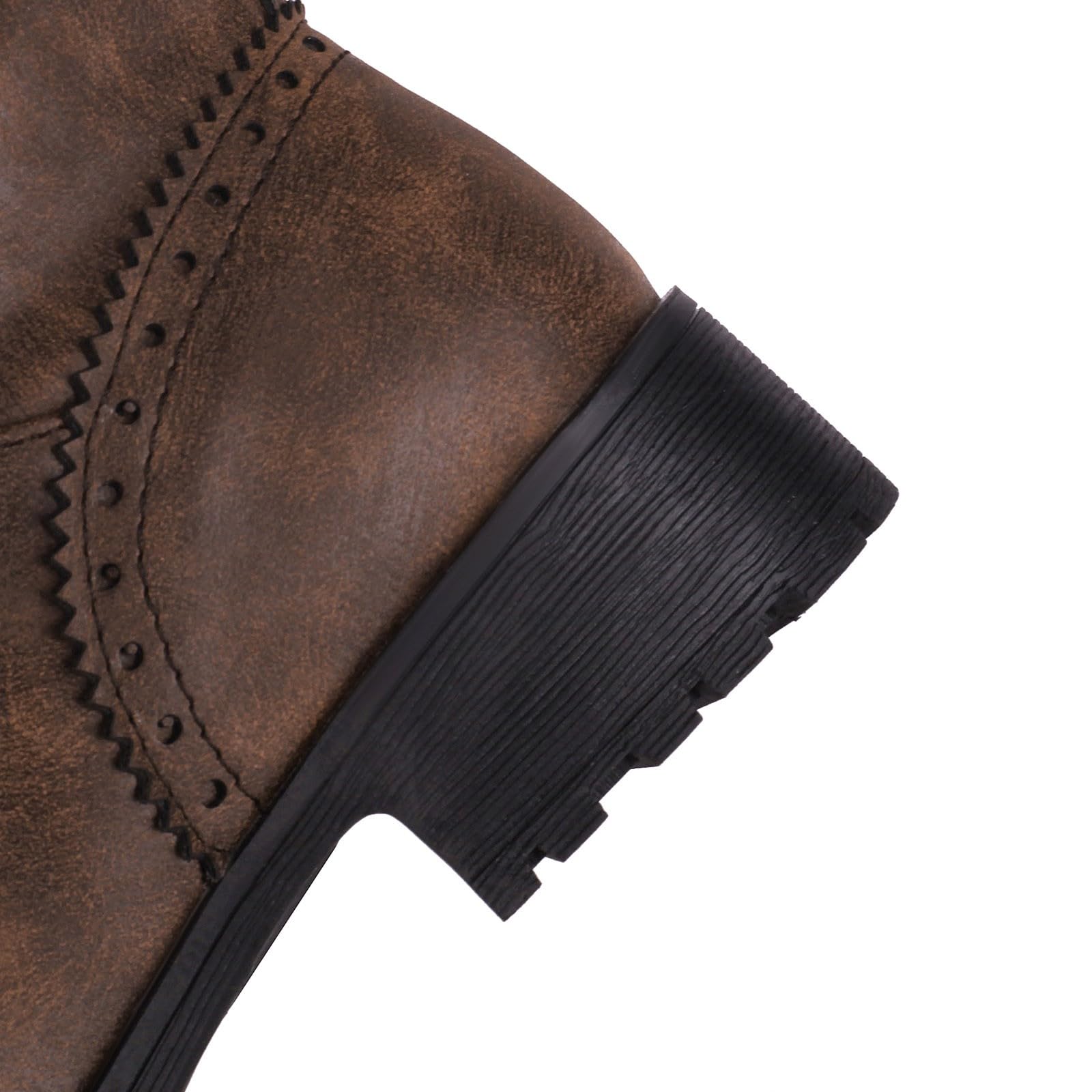 Bottes d'équitation pour femme - Bottes longues avec fermeture éclair et boucle - Bout rond - Franges - Bottes hautes élégantes - Automne Hiver - Vintage
