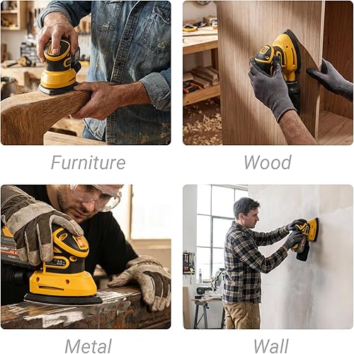 Miniatura 8 de Lijadora de detalles inalámbrica sin escobillas compatible con batería DeWalt de 20 V MAX (solo herramienta), lijadora de esquina ligera con caja de