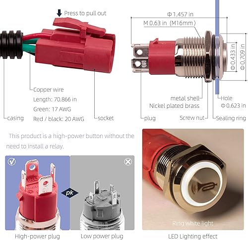 Miniatura 4 de FARBIN Kit universal de bocina ATV para Polaris RZR, Ranger, general, carrito de golf, lado a lado, buggy, deportista, riel de arena, UTV,
