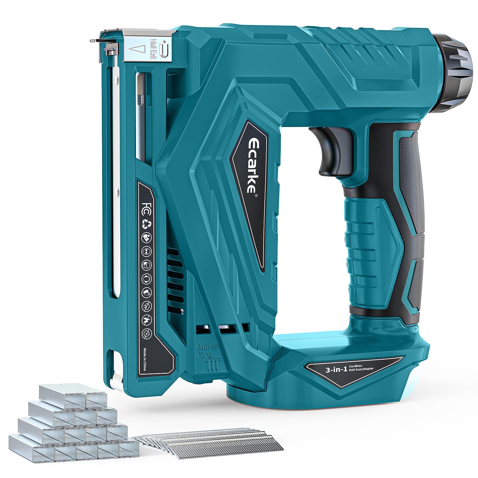 Ecarke 2-in-1 Akku-Nagler kompatibel mit Makita 18V, T50 & Brad Nails | Kabellose Nagelpistole & Elektrotacker, inkl. 1000 Klammern und 1000 Nägel, ideal für DIY, Möbel und Polsterarbeiten