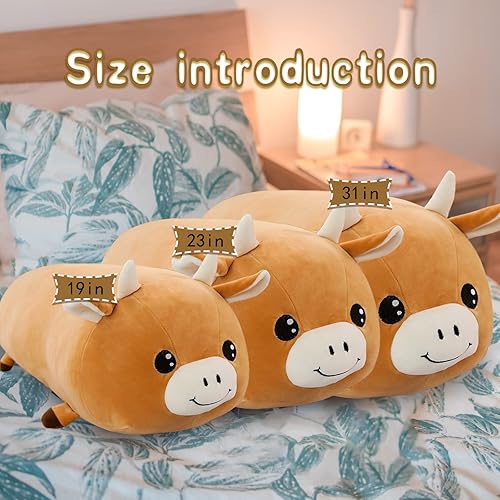 Miniatura 7 de JIEBEI Bonita almohada de peluche de vaca, animales de peluche de vaca, suave almohada de peluche Kawaii, lindos regalos de cumpleaños para niños