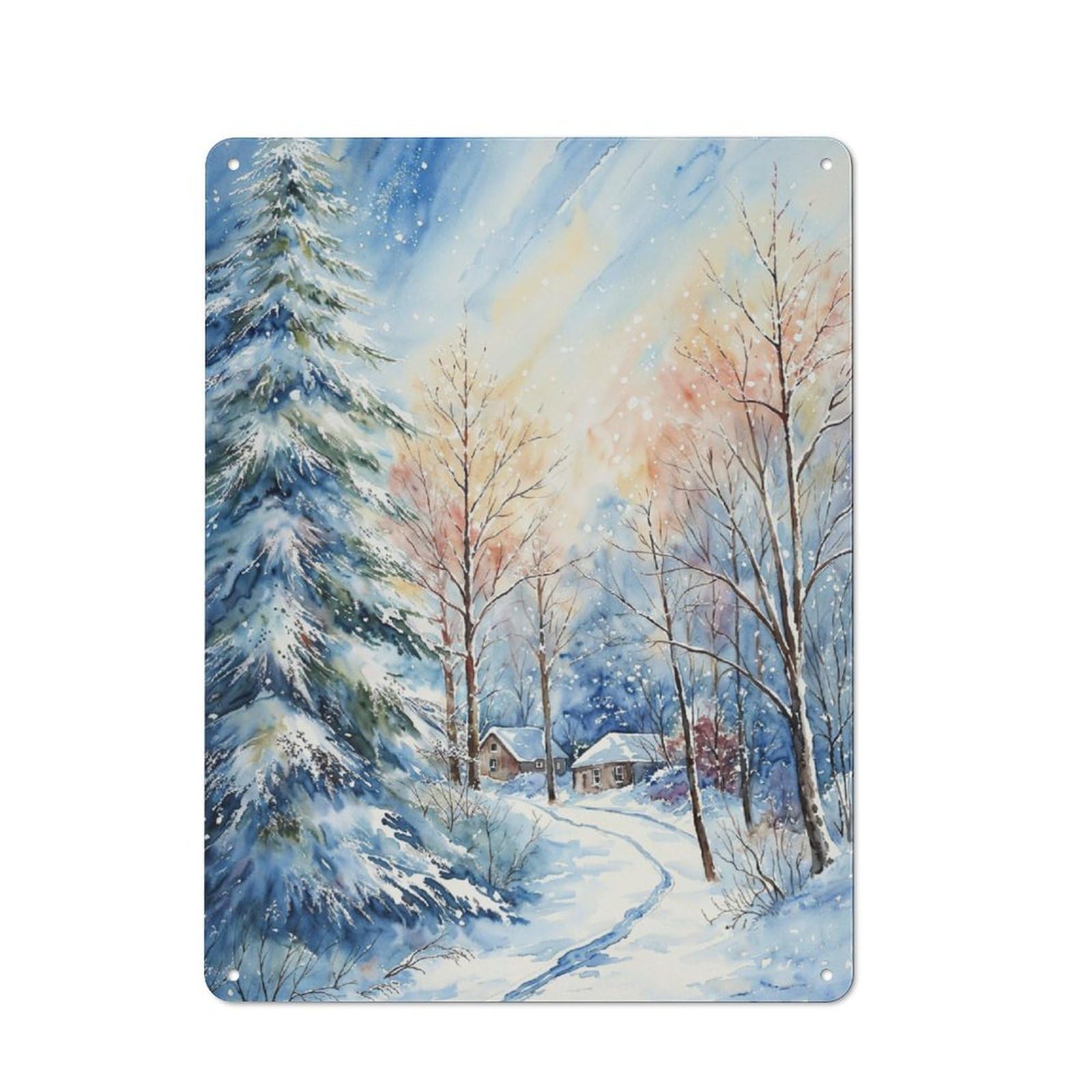 Junmoney Snowy Hamlet Industrial-Style Tin Sign 40X30cm For Pub Or Café, Suited To Pub Decor Enthusiasts