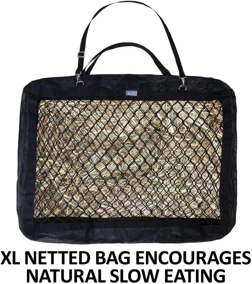 Dura-Tech Large Net Hay Bag for Horses | Color Black | Promotes Natural Slow Feeding | Large Capacity for Ample Supply | Breathable Mesh Design | Convenient Hanging | Horse Health Benefit