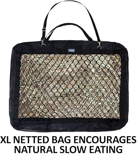 Miniatura 2 de Bolsa de heno de red grande para caballos  Color negro  Promueve la alimentación lenta natural  Gran capacidad para un amplio suministro  Diseño de