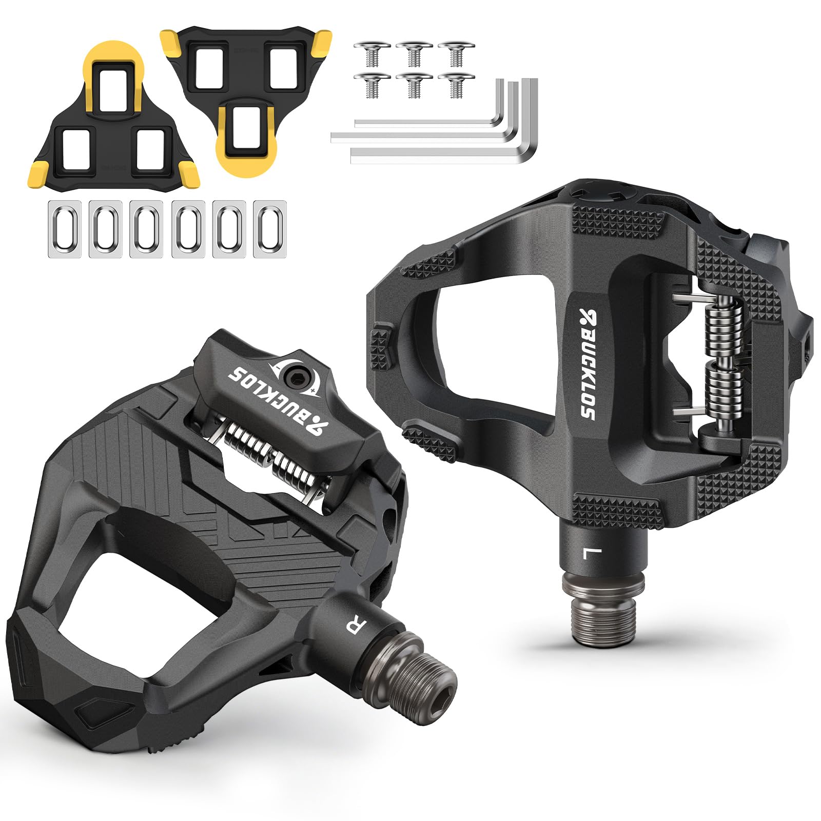BUCKLOS Road Bike Clipless Flat Combo Pedals Compatible with SPD-SL Cleats