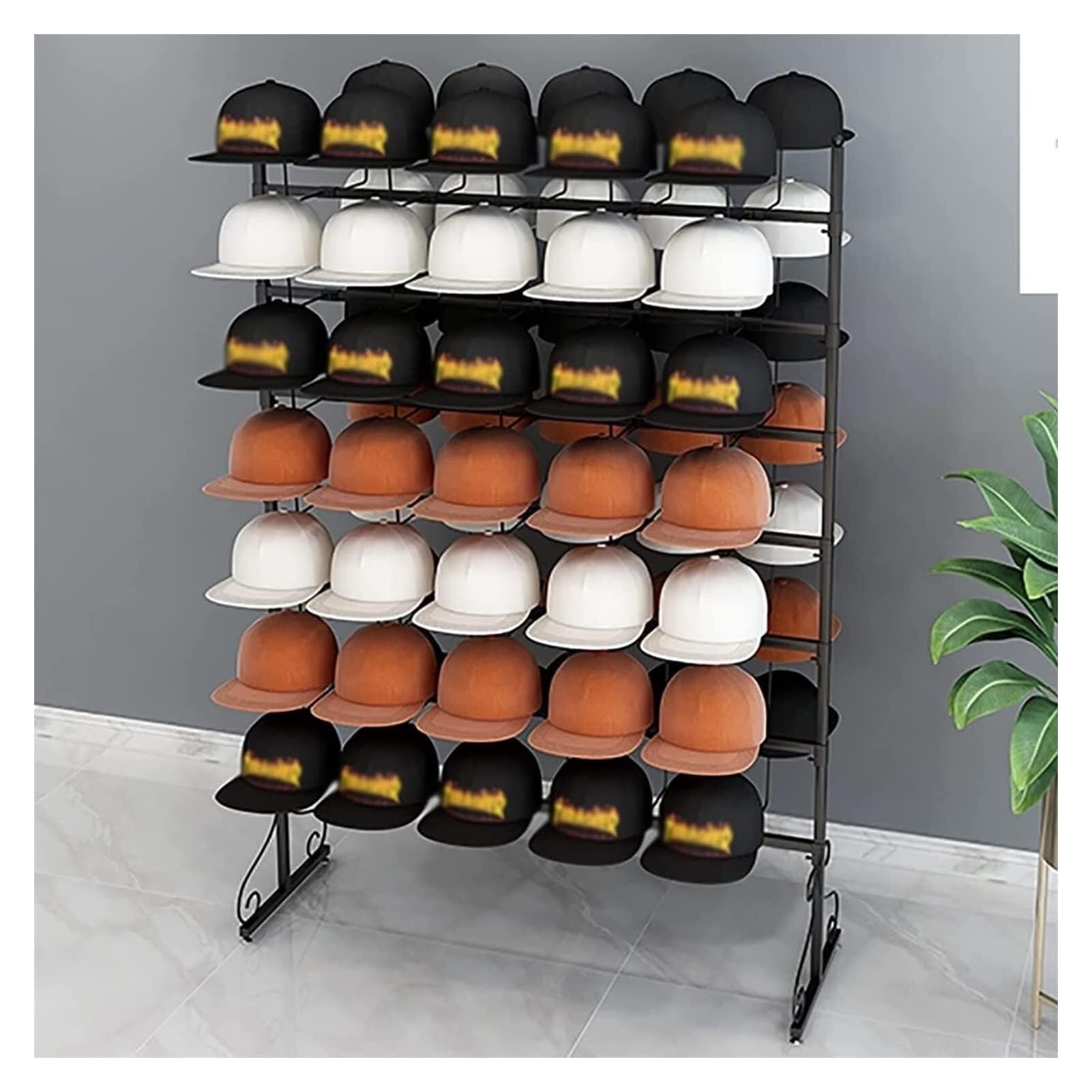 Support casquettes et perruques modulable grâce à sa barre amovible en fer