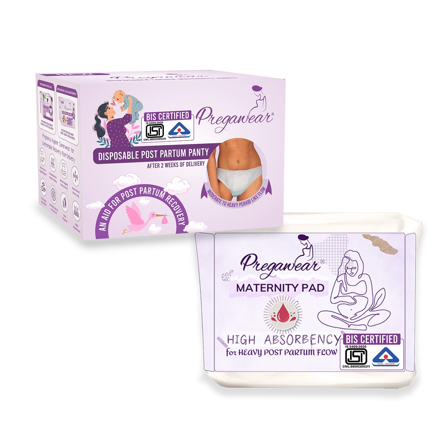 Postpartum Panty (5 Pcs) & Maternity Pad (5 Pcs) Combo for Women| Heavy Flow After Delivery| Antibacterial Antifungal| Ultra Thin| Rash Free Sanitary Pad Extra Absorbent Non Woven Panty-image-38