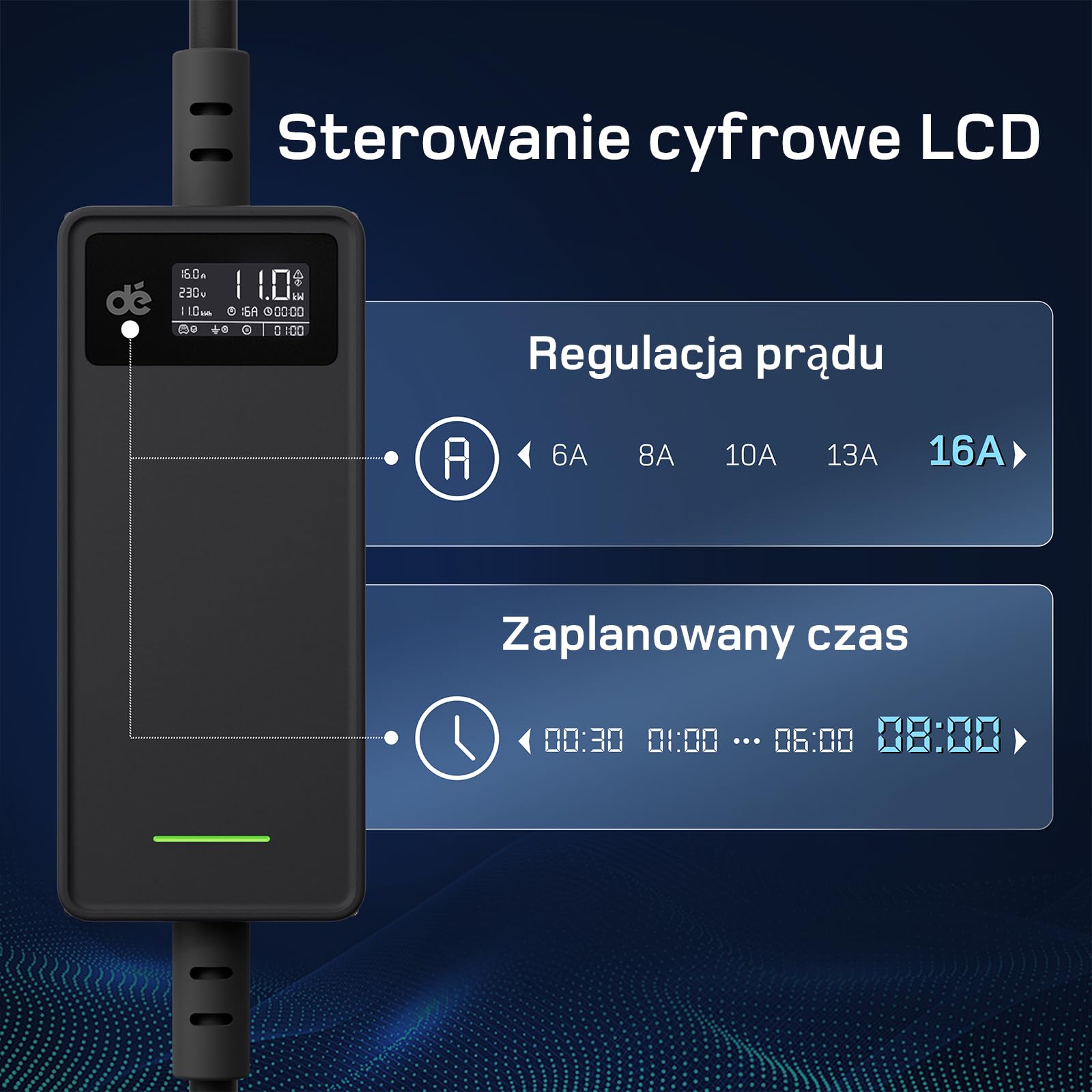 Kabel do ładowania typu 2 11 kW Wallbox 3-fazowy 7 m 6-16 A do EV ID.3, ID.4, ID.5, Model Y, Model 3, e-up, e-tron, Zoe