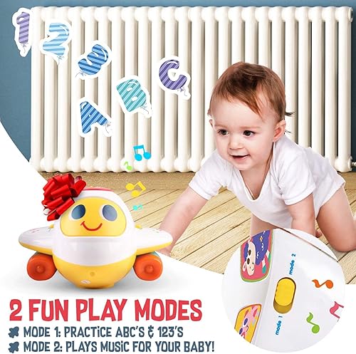 Miniatura 4 de My First Airplane - Juguete para niños pequeños y bebés, avión musical educativo temprano para aprender letras, números y colores, se ilumina, canta