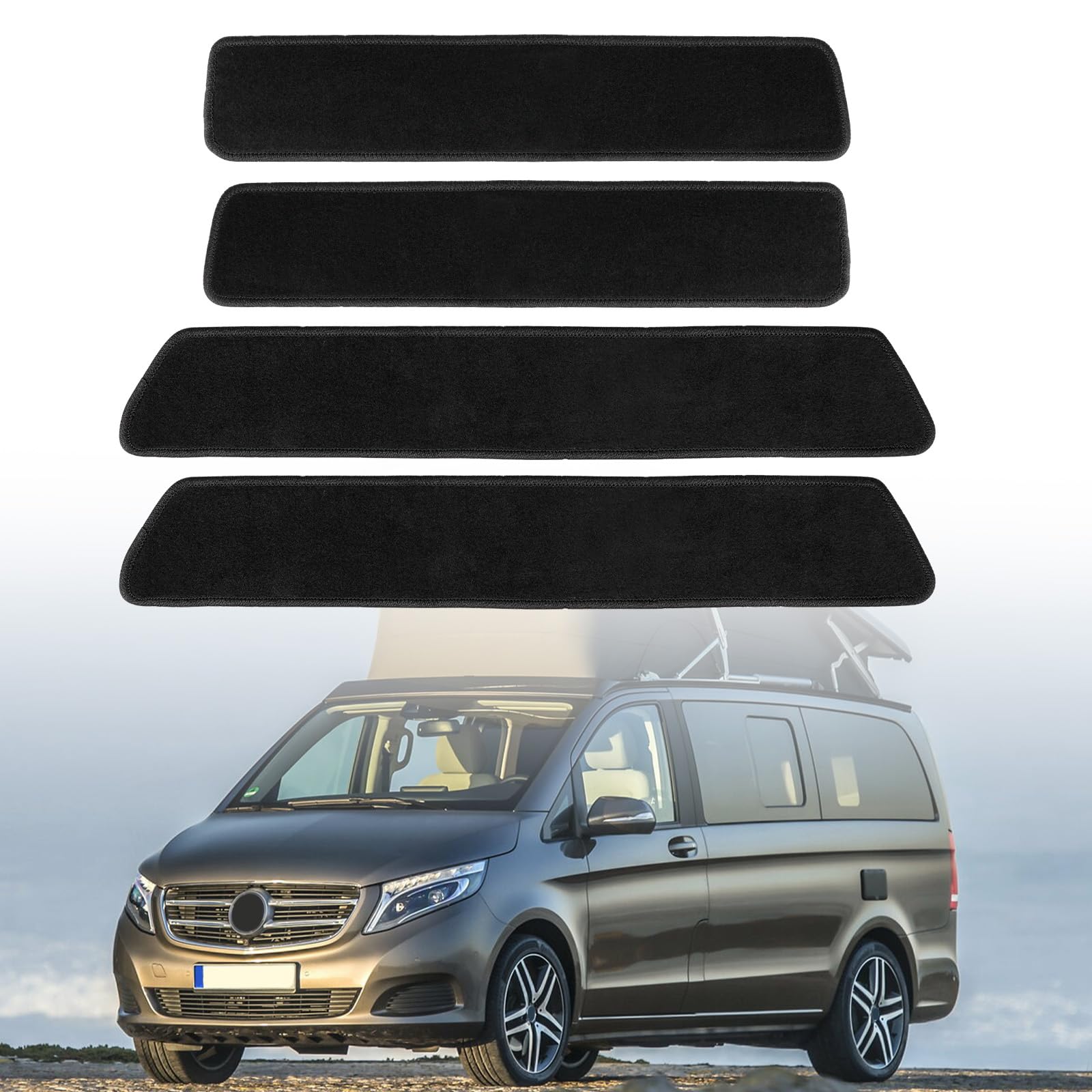 4-TLG Teppiche Einstieg Trittstufen passend für Mercedes-Benz V-Klasse W447 Marco Polo 2014-2024 Schiebetür, Teppiche Fußmatten mit Klebeband