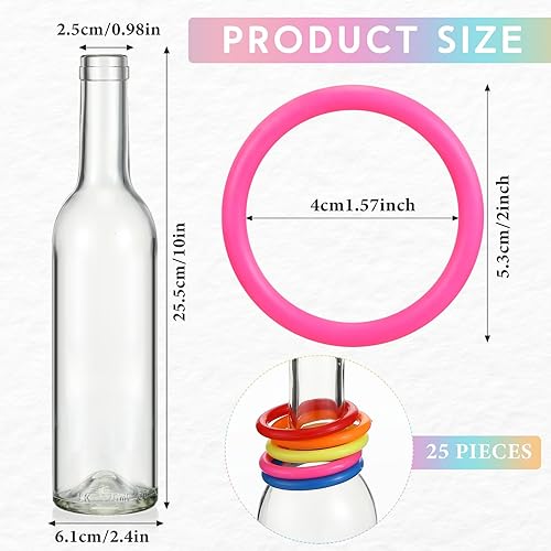 Miniatura 8 de Shappy El juego de lanzamiento de anillos de 31 piezas incluye 25 anillos para lanzamiento de anillos y 6 botellas de vidrio, anillos de plástico,