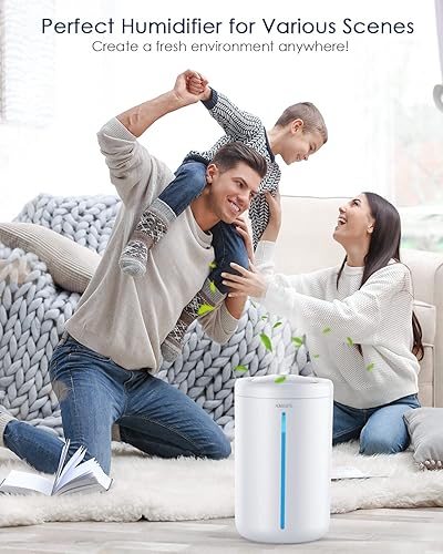 Miniatura 7 de Humidificadores de 4.5L para habitación grande, humidificador de llenado superior AMEIFU humidificadores de niebla fría silenciosos para el hogar,