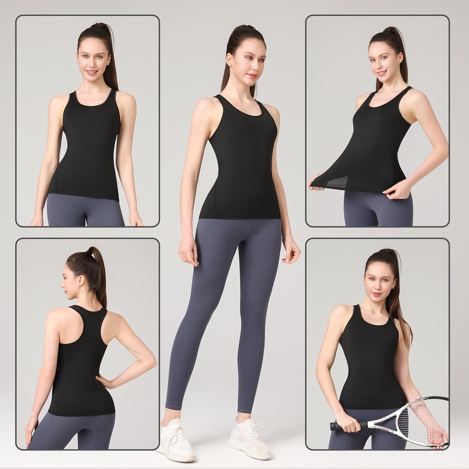 Workout Tank Tops for Women 3Pack Athletic Racerback Sports Compression Sleeveless Dry Fit Shirts - Image 2