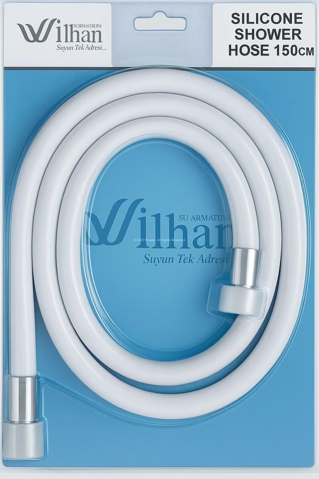 Proalet Silikon Duş Hortumu, Yüksek Kaliteli, Esnek Spiral Yapı, Kıvrılmaz, Kırılmaz, Dayanıklı Banyo Hortumu, Sızdırmaz Bağlantı Uçlu, Su Geçirmez, Kolay Temizlenebilir, 150 cm (Beyaz)