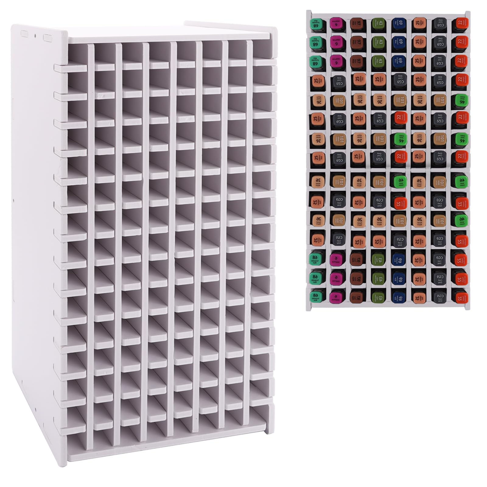 Art Marker Storage Rack for 120 Markers, Easily Assembled Universal Pen Storage for Desk, Organizer for Watercolour Pencils, Pens, Pencils, Paintbrushes, White