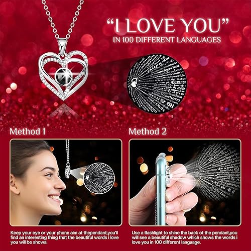 Miniatura 5 de Vanleonet Collar de rosa real púrpura preservada con corazón "I Love You", regalos de cumpleaños para mamá, madre, esposa, novia, abuela en el día