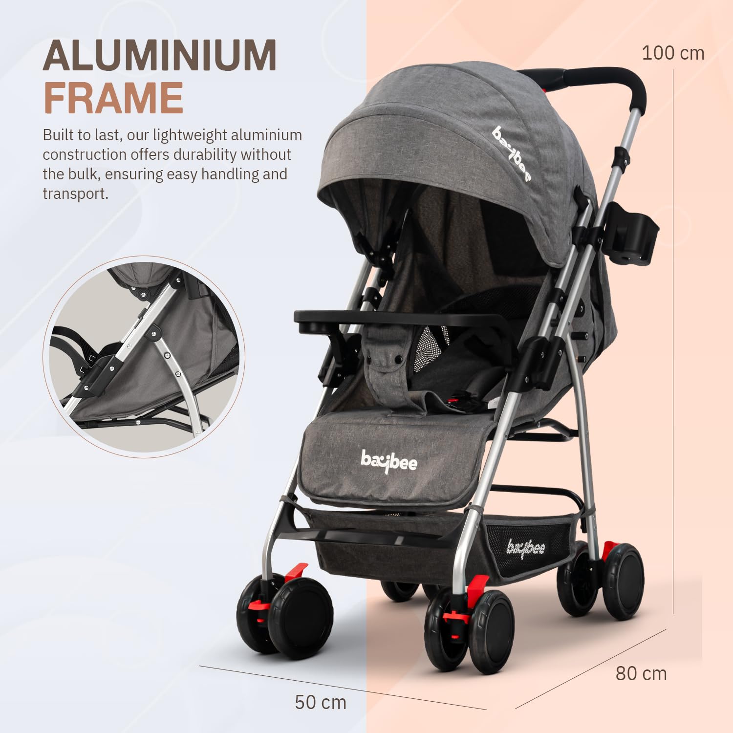 BAYBEE Convertible Infant Baby Pram Stroller For Newborn Babies With  3-Position Adjustable Seat Canopy, Reversible Bassinet Point Safety