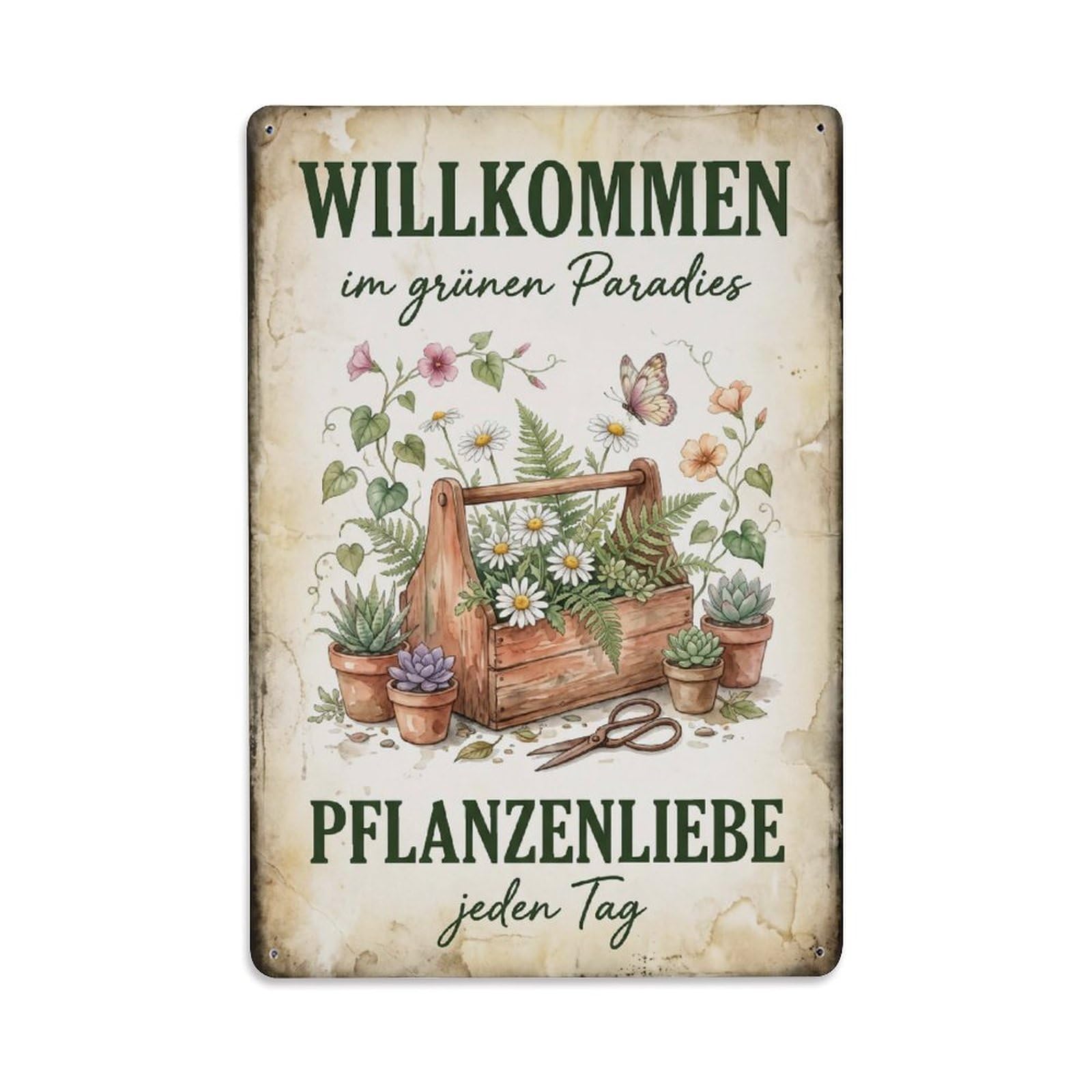 Vintage Funny Garden Paradise Rustic Gate Greenhouse Metal Tin Sign Plaque Wall Decor for Cafe, Club Bar, Office, Garden Metal Poster 8x12Inch