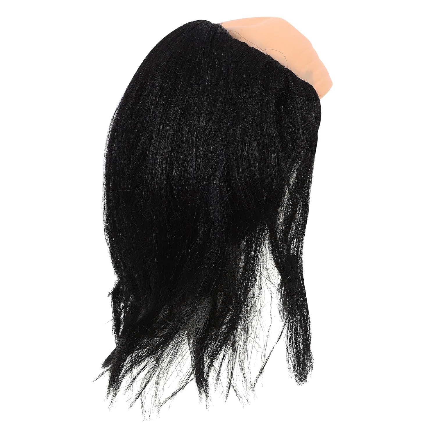 Uonlytech Halloween Bald Cap Wig with Long Black Hair, Bald Man Cosplay Wig for Women and Men, Party Hairpiece and Costume Accessory