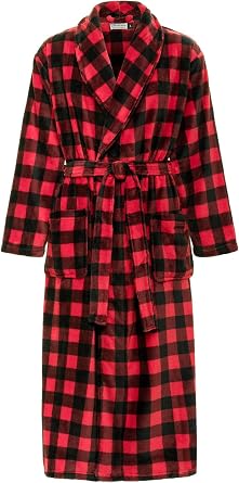 Mens Plush Fleece Robe, Warm Full Length Bathrobe, Big & Tall