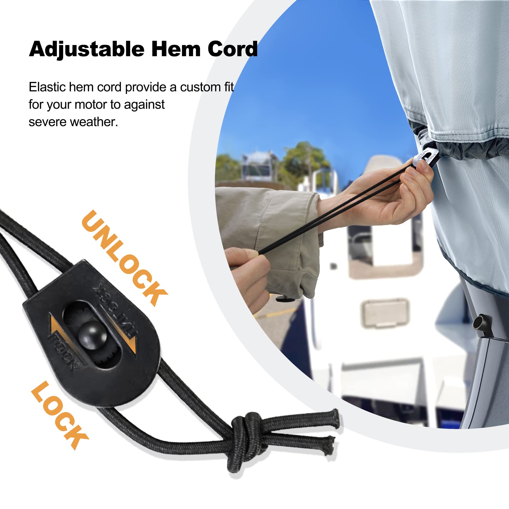 Housse imperméable pour moteur hors-bord 600D résistante à la décoloration pour moteur de bateau, Convient pour moteur 225-300 HP, Gris