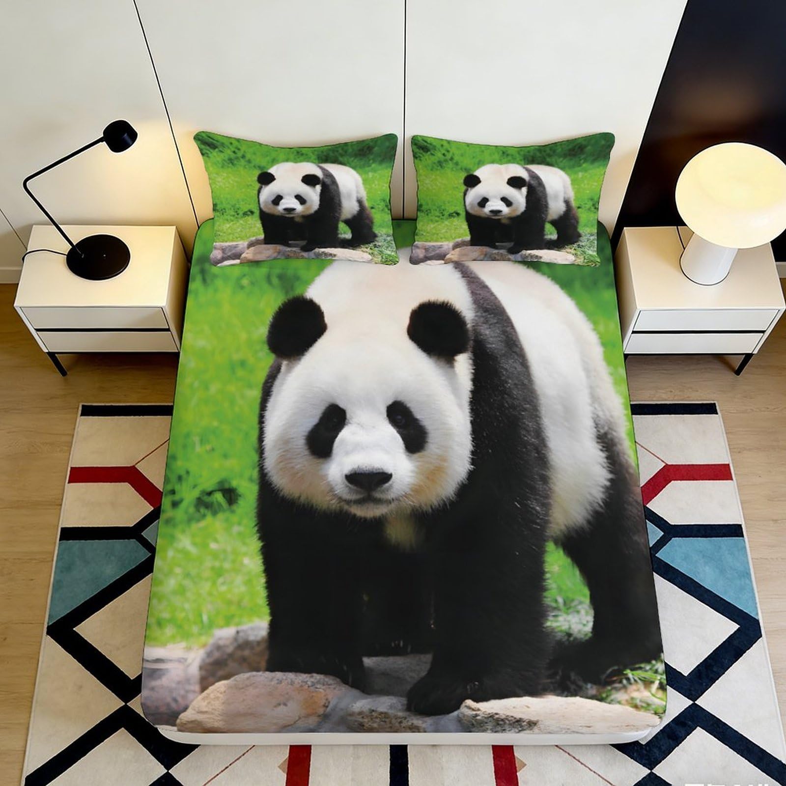 Pnayamiorkfel Style-4 3D Printed Panda Forest Fitted Sheet Microfiber Soft Anti-Slip Bed Cover For Bedroom Guest Room Mattress Decor 90X200x25cm