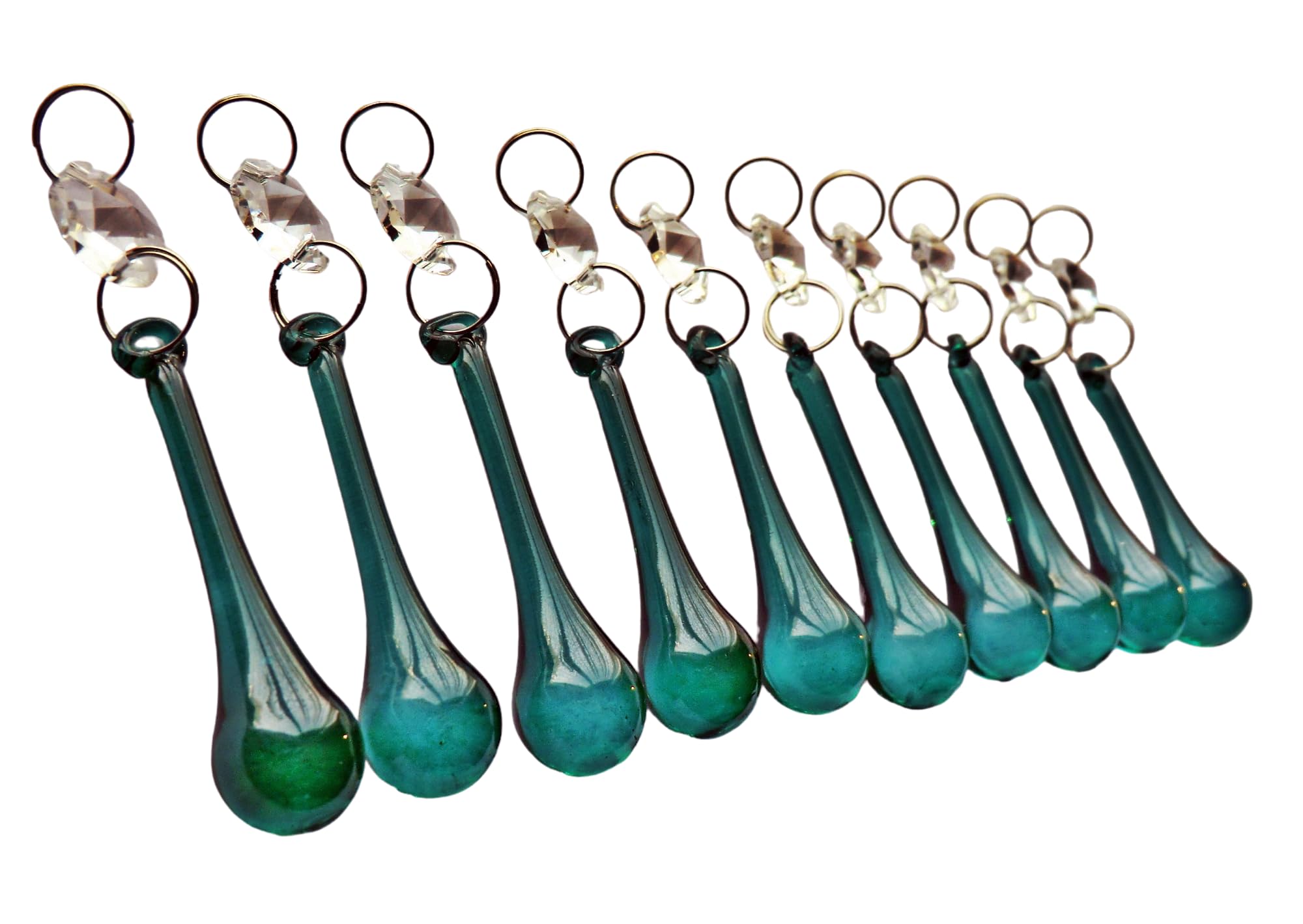 Perles de verre prismes de paon rétro vert foncé pour suspension et décoration Noël