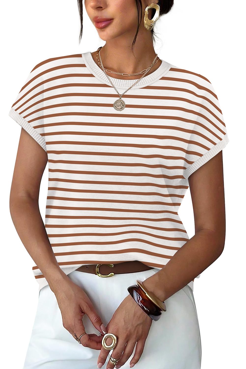 wiholl Short Sleeve Sweater for Women Summer Tops Crew Neck Fashion Clothing Tshirts Shirts Travel Outfits Dressy Casual-picture-50