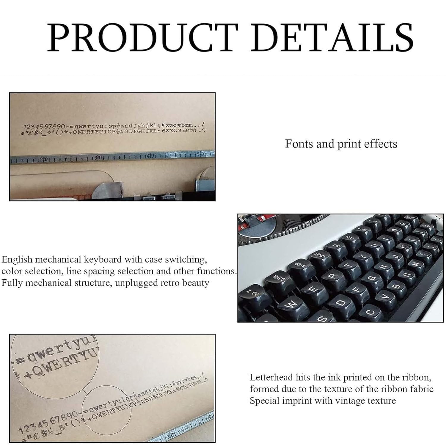 Máquina de escribir mecánica - Máquina de escribir manual portátil vintage para escritura creativa, notas o cartas - Diseño antiguo tradicional - Perfecto para escritores y entusiastas