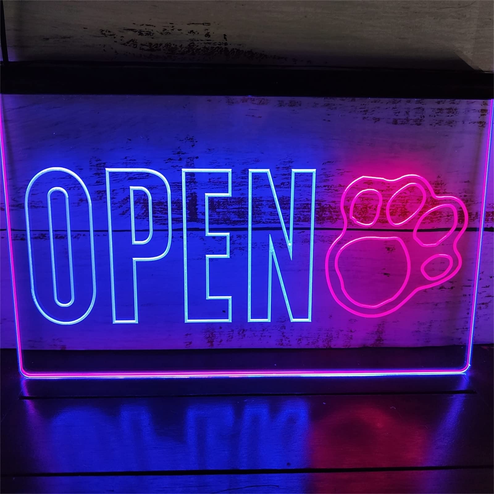 REWIS Letrero de neón LED con Forma de Hueso, Luces de neón grabadas en 3D de Doble Color USB Personalizadas, para Amantes de los Perros, Tienda de Mascotas, decoración Regulable,C,40x30cm