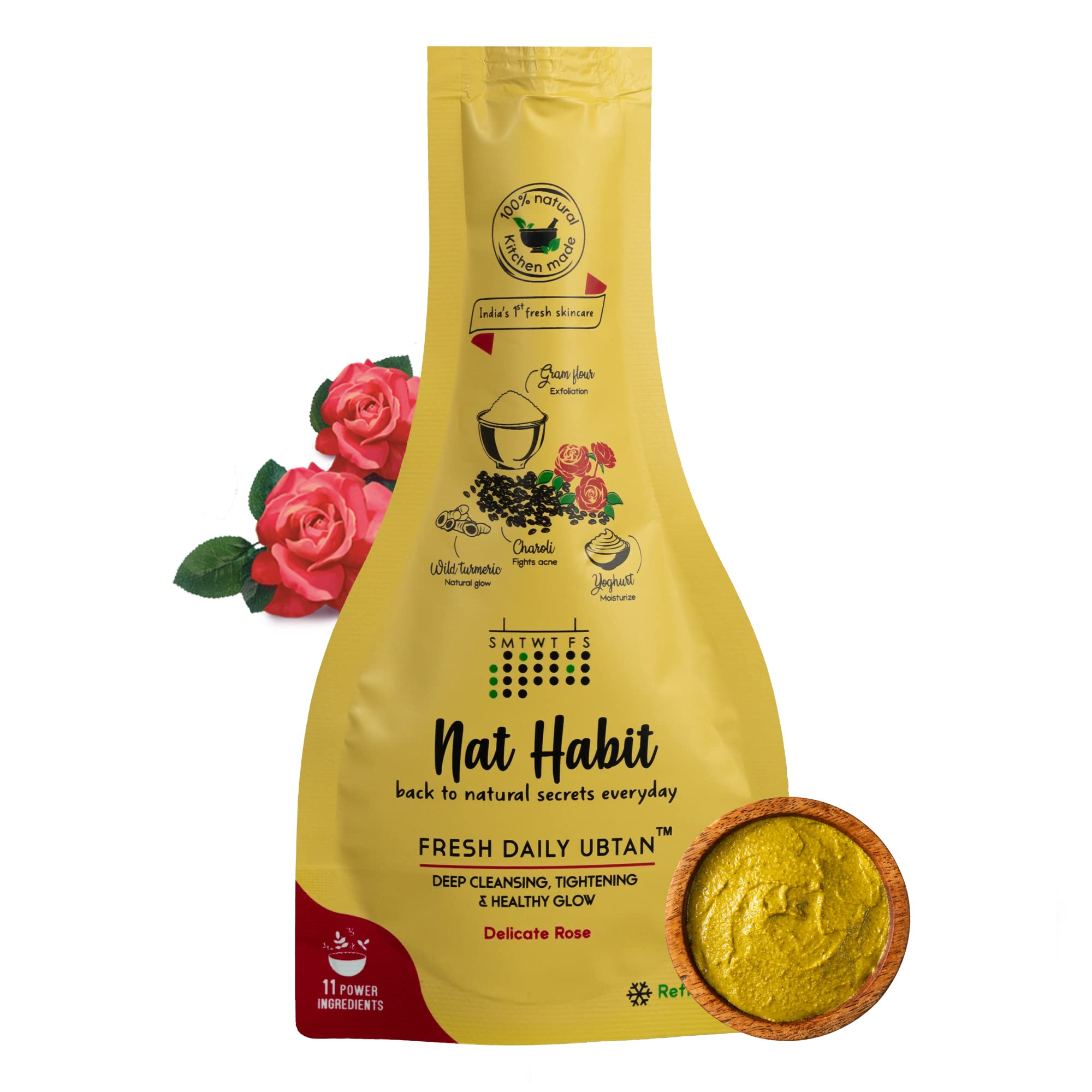 Nat Habit Fresh Delicate Rose Ubtan & Face Pack For Deep Cleansing, Tightening & Instant Glow Suitable For All Skin Types, Works On Pimple, Acne, Blackhead & whitehead (40g x Pack of 1)-image-45