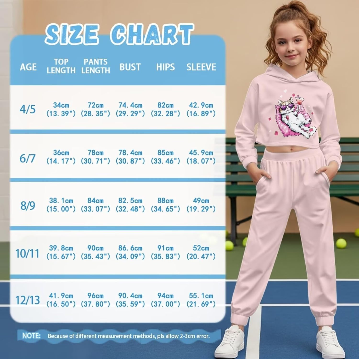 Girls Track Suit 2 Pcs Sports Hoodies Long Sleeve Sweatshirts & Sweatpants Athletic Sweatsuit Short Tops for 4-13