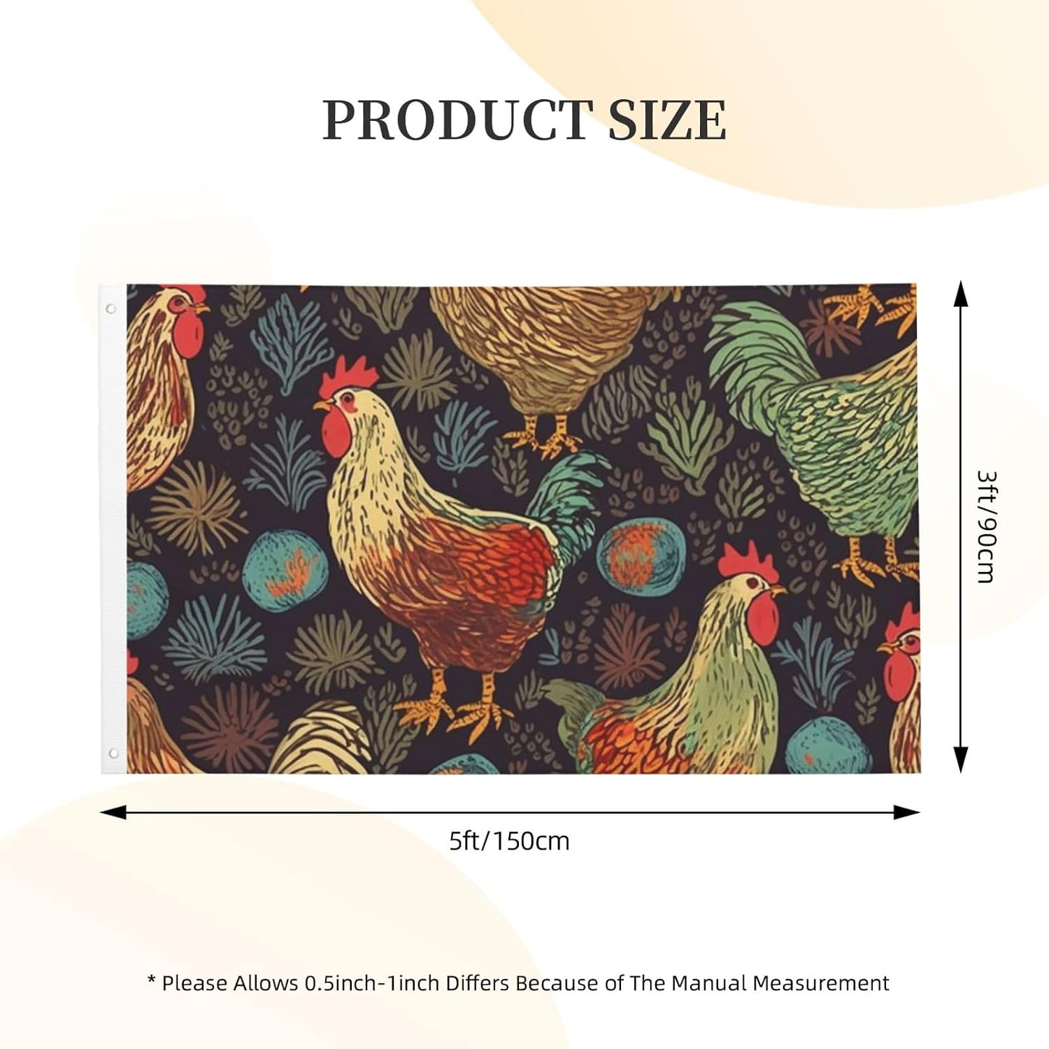 Chicken Print Flag for Outside Double Sided, 3x5 FT image 3