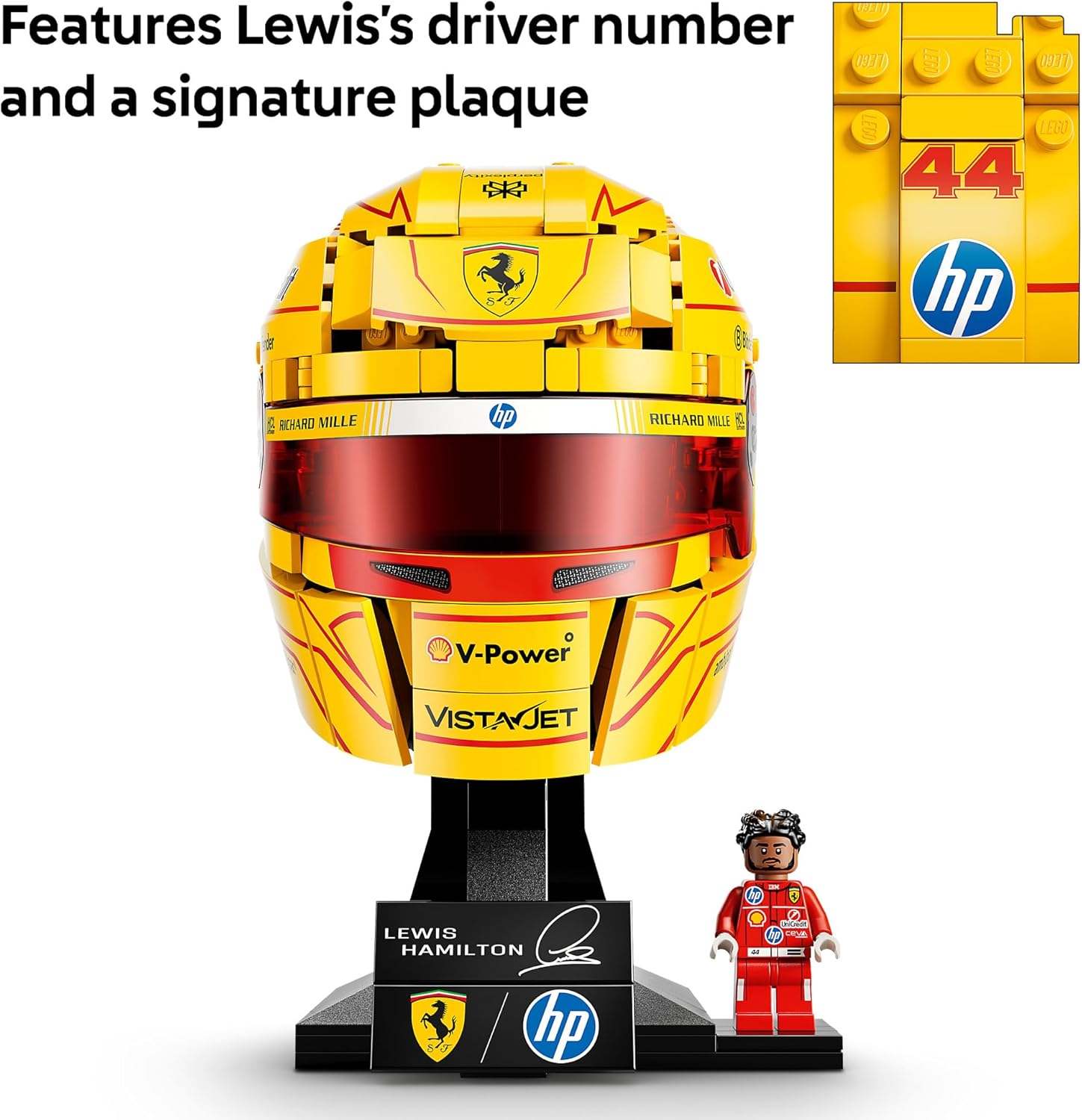 LEGO Editions Scuderia Ferrari HP Lewis Hamilton Helmet - Building Set for Teens, Ages 14+ - Collectible F1 Display - Bedroom or Home Office Decor - Gift for Racing Fans - 43022