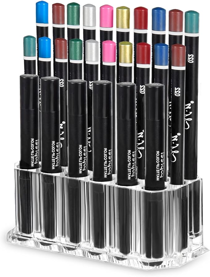 hblife Clear Acrylic Makeup Eyeliner Lip Liner Holder Organizer, 26 Slots : Amazon.ae: Beauty