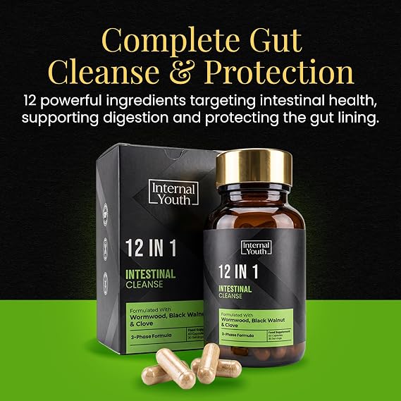 12 in 1 Intestinal Cleanse - 1500mg Wormwood, Black Walnut & Clove