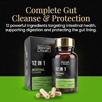 12 in 1 Intestinal Cleanse - 1500mg Wormwood, Black Walnut & Clove