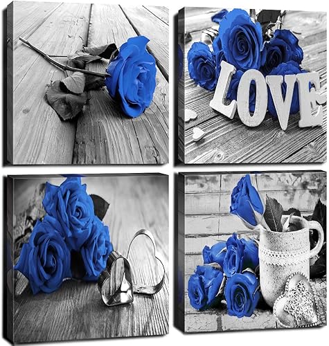 Miniatura 23 de Decoración de Pared Rosa Dormitorio Arte de Pared Cuadros de Flores Rosas Obra de Arte 12x12 Retro Gris Amor Floral Parejas Lienzos Impresos Pintura