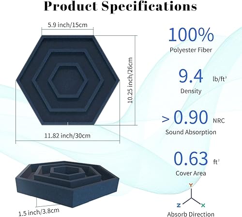 Miniatura 2 de CALMTHINK Reincarnation - Cubo acústico hexagonal 3D a prueba de sonido, autoadhesivo, decoración artística de paneles de amortiguación de sonido, 3