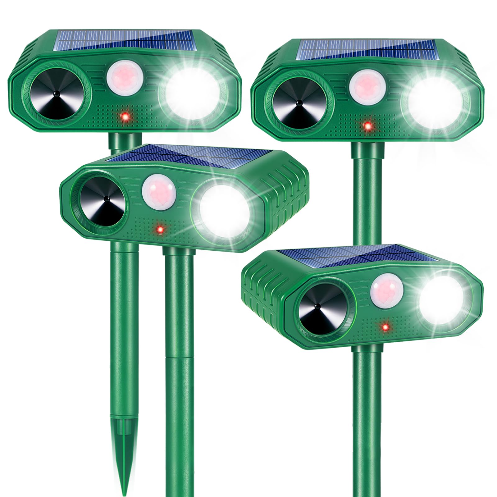 Photo 1 of 2026 Solar Animal Repellent Outdoor 4 Pack Squirrel Repellent Deer Repellent Devices Smart Motion Sensor 3 Modes Cat Repellent with Light, Raccoon Deterrent Coverage of Yards, Gardens and Farms
