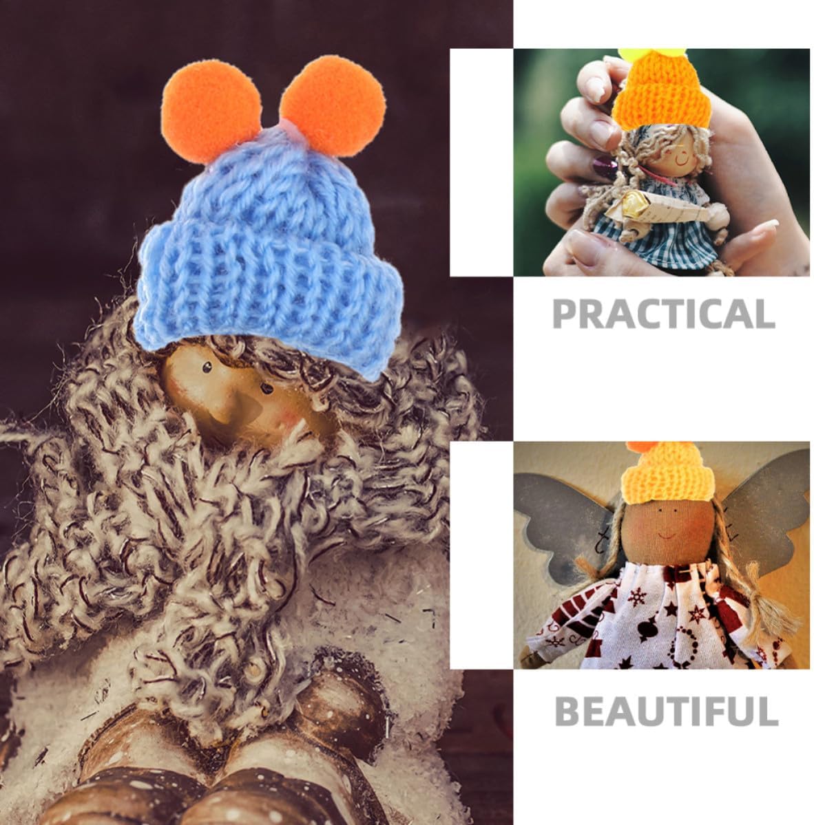 100pcs Mini Knit Hat Accessories for Doll DIY Decoration Woolen Yarn