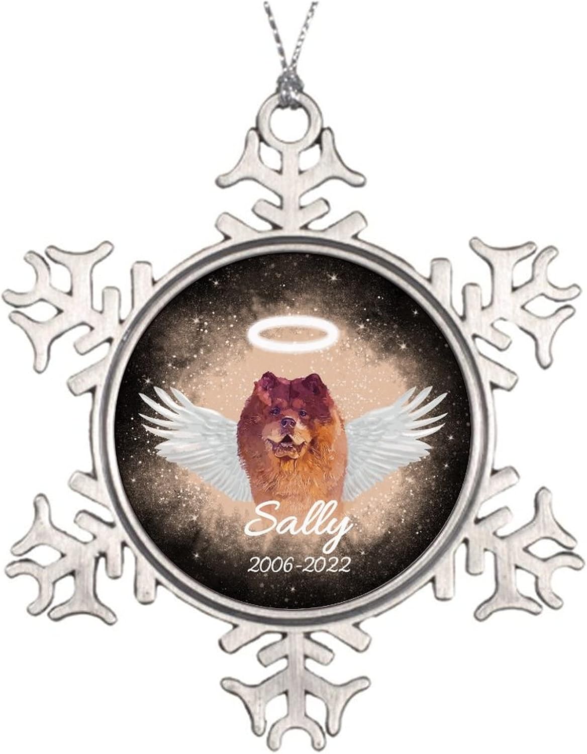 Personalized Dog Loss Gift Christmas Ornament for Dog Lovers Bull Dog Memorial Keepsake Christmas Tree Hanging Pendant Snowflake Pewter Bauble Dog Angel Wings Dog Owner Gift 3-Inch