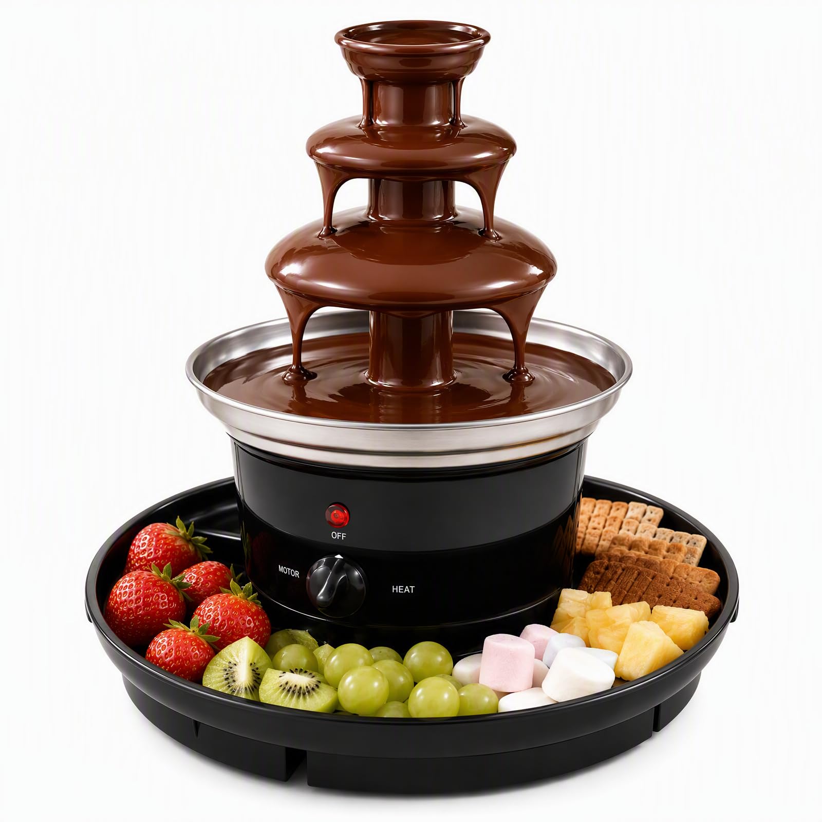 Schokobrunnen Schokolade, 3 Ebenen 25W Schokoladenbrunnen mit Schmelzfunktion, 230V, 0.45kg Chocolate Fountain für Familientreffen, Jubiläume, Hochzeiten, Geburtstage, Abschlussfeiern